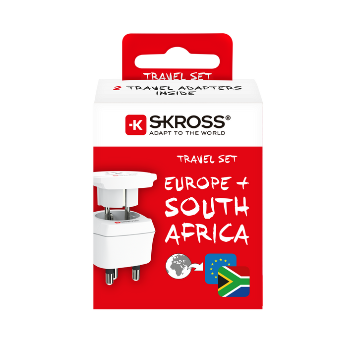 Reseadapter Combo Världen till Sydafrika + Europa Jordad