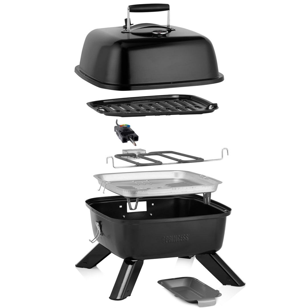Bärbar hybridgrill 2-i-1 elektrisk eller kol