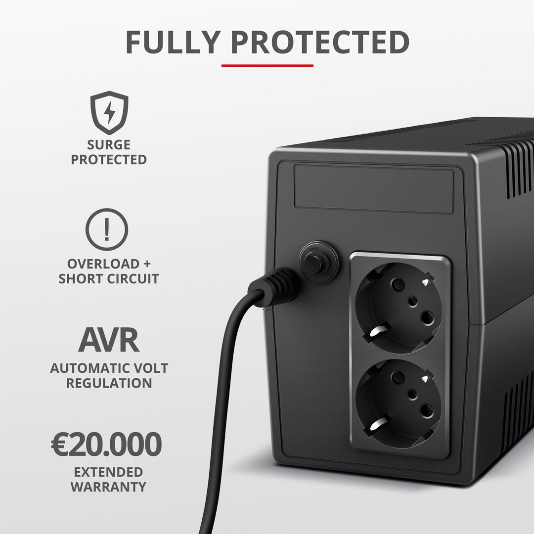 Paxxon 800VA UPS 2st uttag Schuko