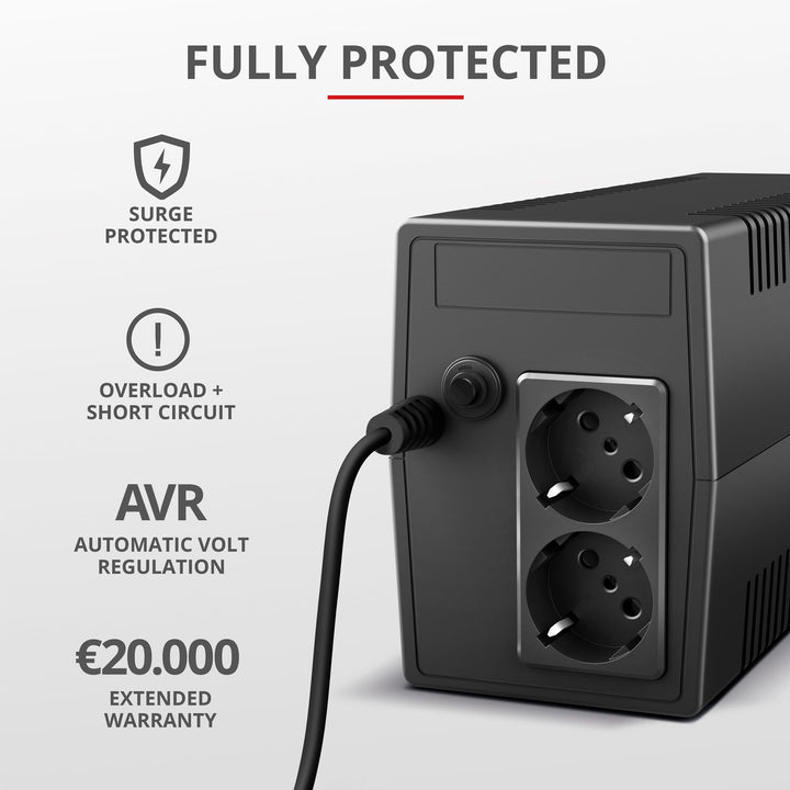 Paxxon 800VA UPS 2st uttag Schuko