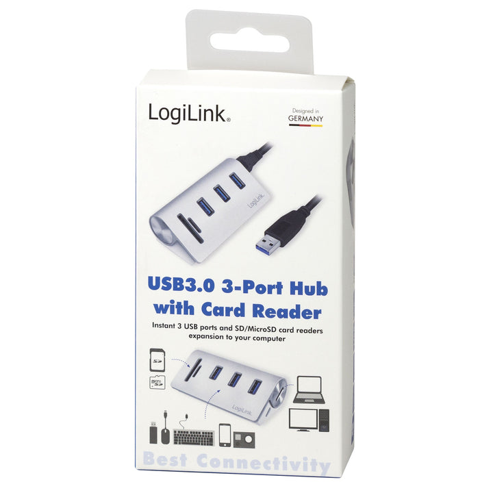 USB3.0 3-port hub + minneskortsläsare