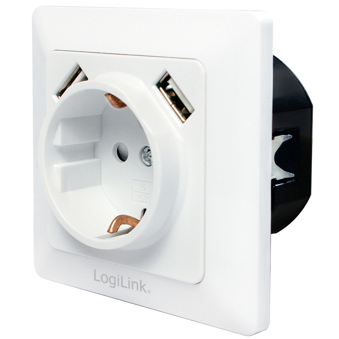 Vägguttag 230V med 2xUSB 2,1A