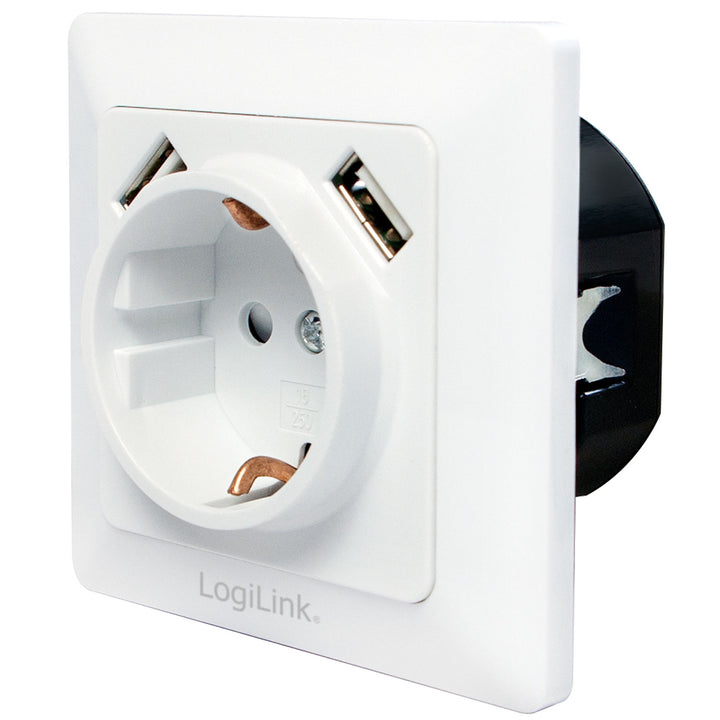 Vägguttag 230V med 2xUSB 2,1A