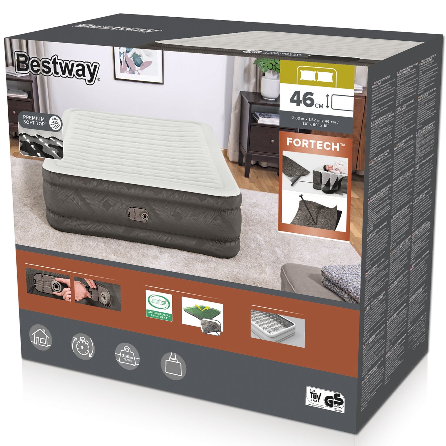 Fortech Luftmadrass 2.03m x 1.52m x 46cm