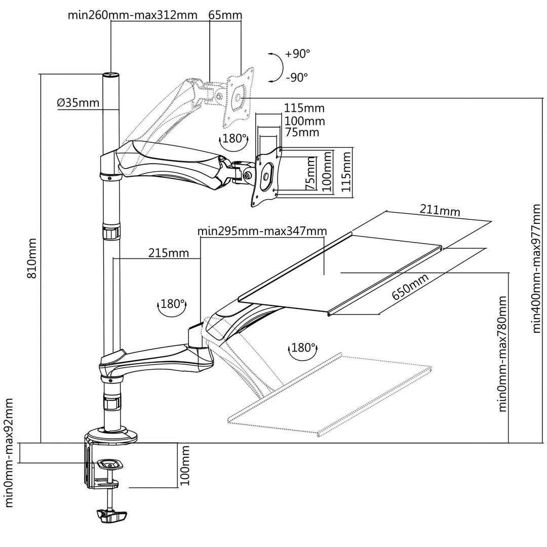 Arbetsstation Sit-Stand 13-27"