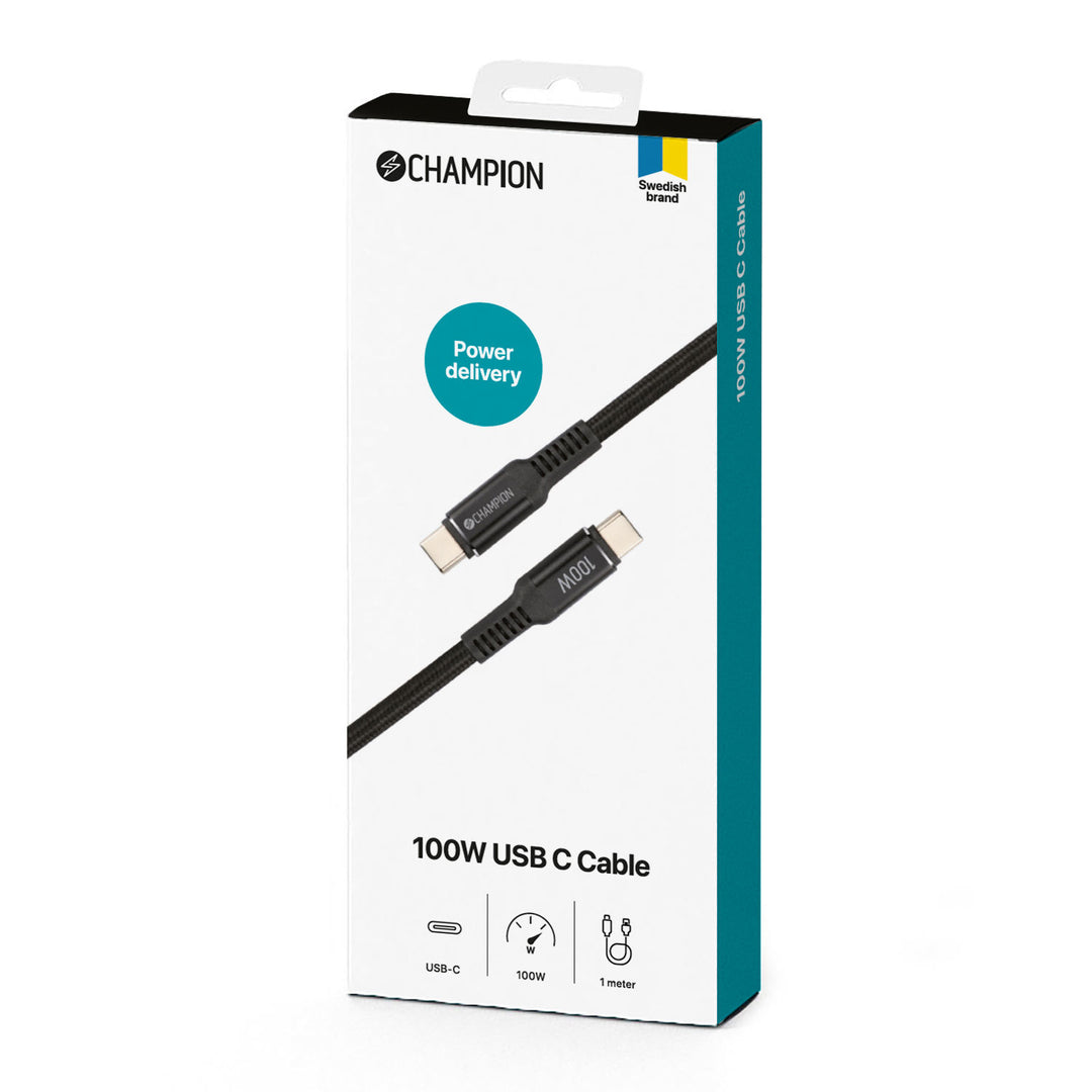USB-C kabel 100W 1m Svart