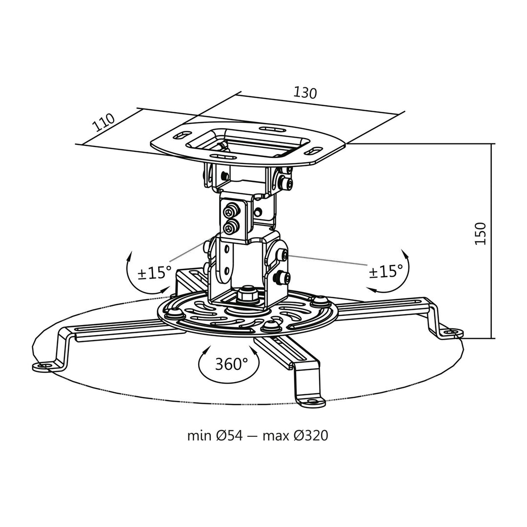 Projektorfäste Universal 150mm