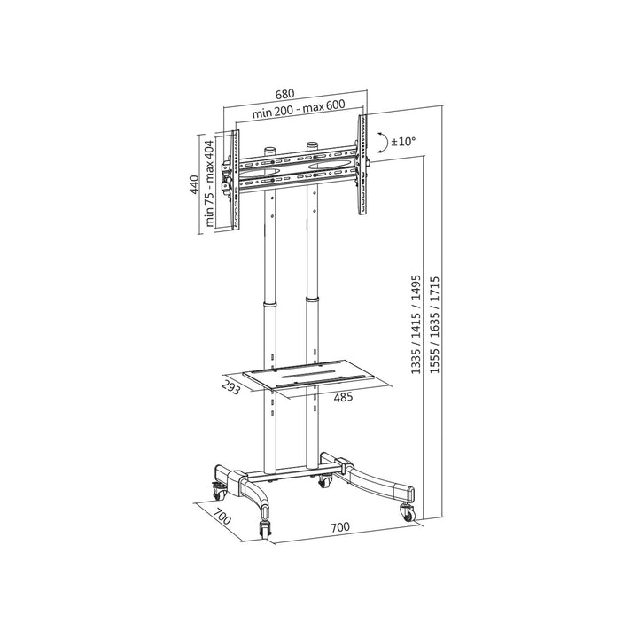 Golvstativ med hjul TV 37-70" max 40kg Svart