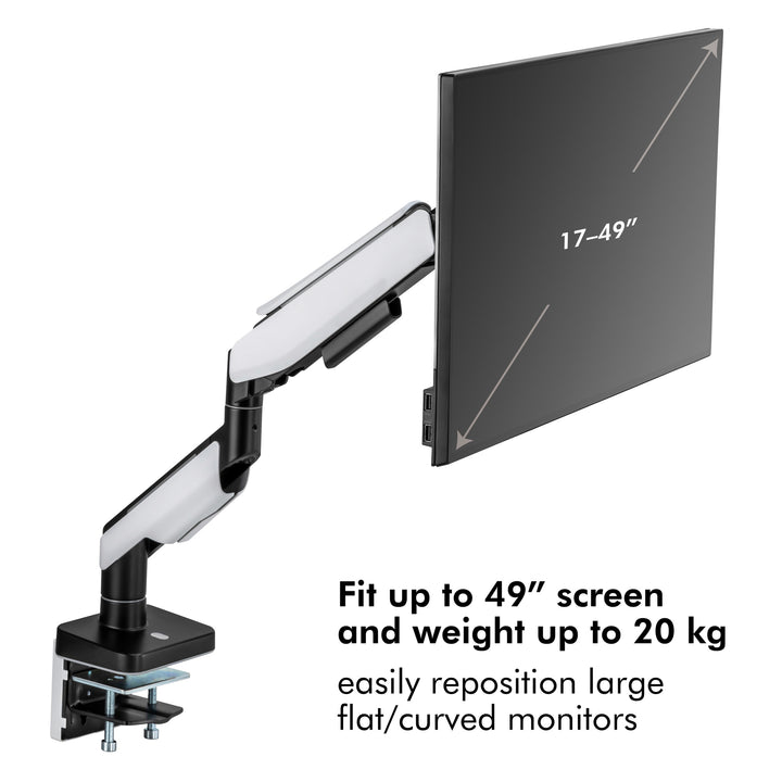 Gaming-monitorarm 17-32" med belysning  Svart/Vit