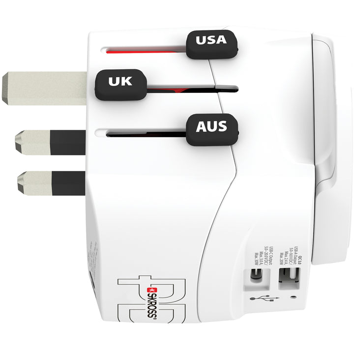 Världsreseadapter PRO Light USB AC30PD World PD 30W Jordad