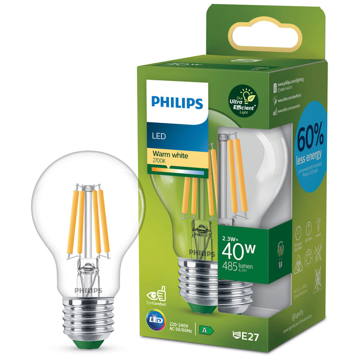 LED E27 Normal 2,3W (40W) Klar 485lm 2700K Energiklass A