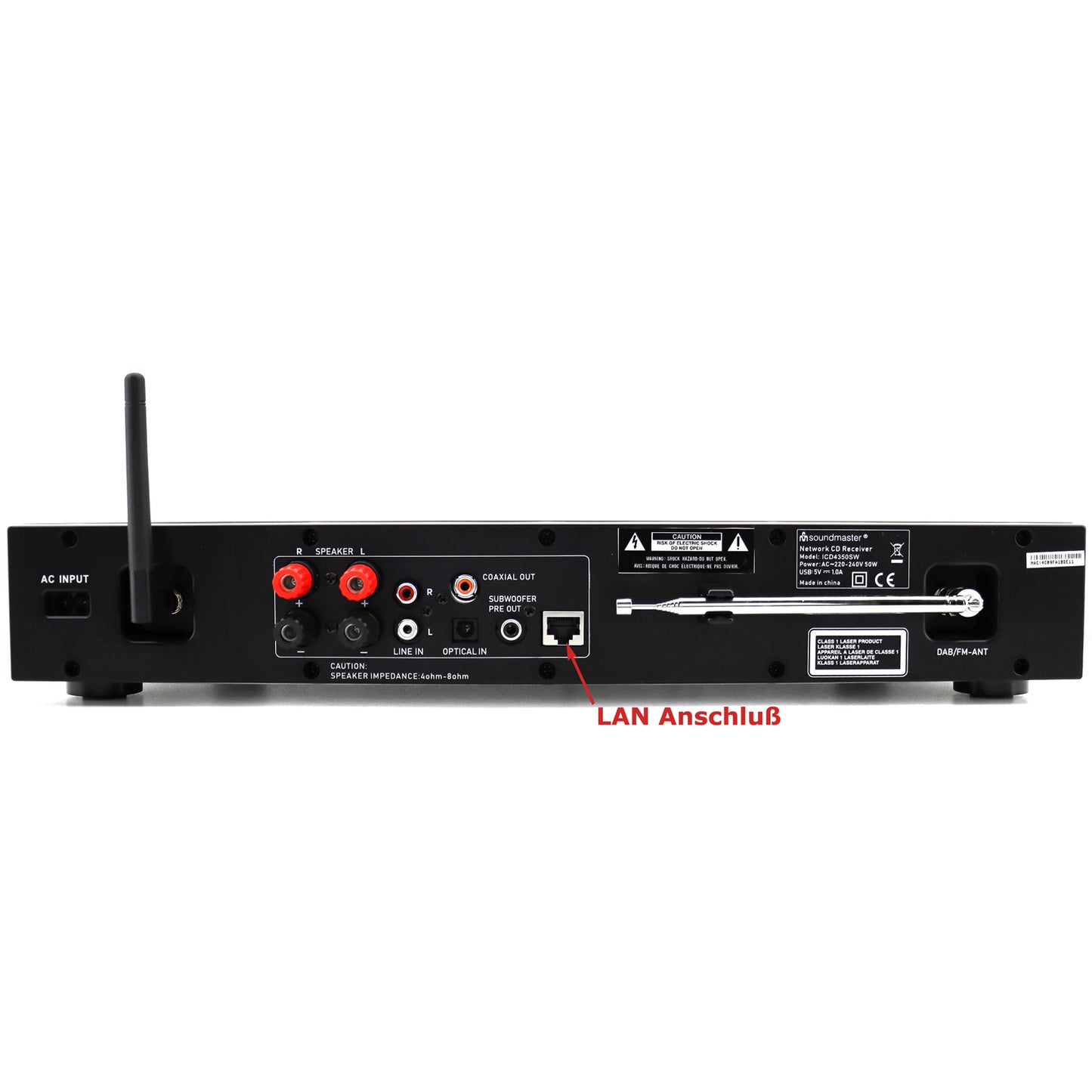Förstärkare Stereo Radio Internet/DAB+/FM CD Bluetooth App ICD4350SW Svart