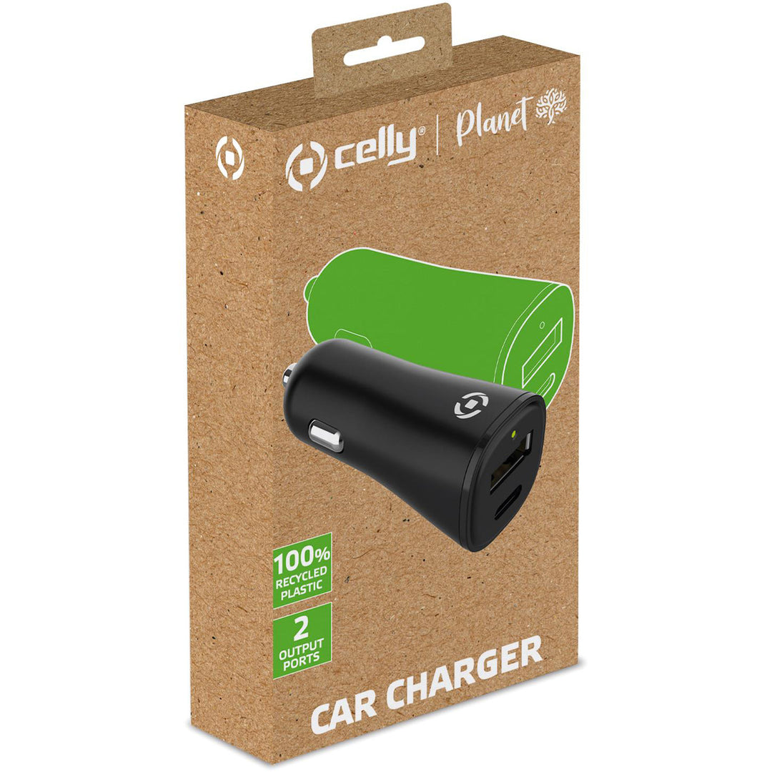 Planet Billaddare USB-A + USB-C 32W av 100% återvunnen plast Svart