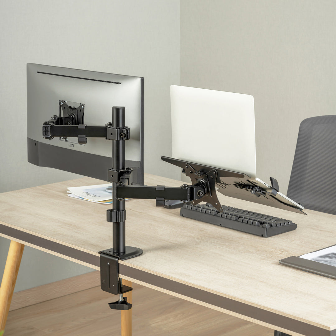 Monitorfäste 17-32" med hållare för laptop/surfplatta 10-15,6"