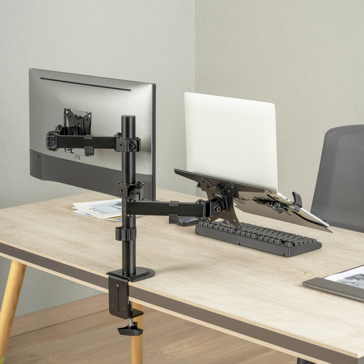 Monitorfäste 17-32" med hållare för laptop/surfplatta 10-15,6"