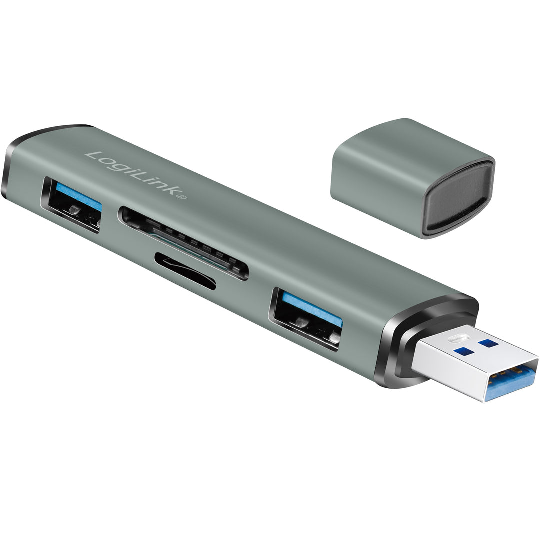 USB-hub (USB 3.2 Gen2) Minneskortsläsare/USB-A