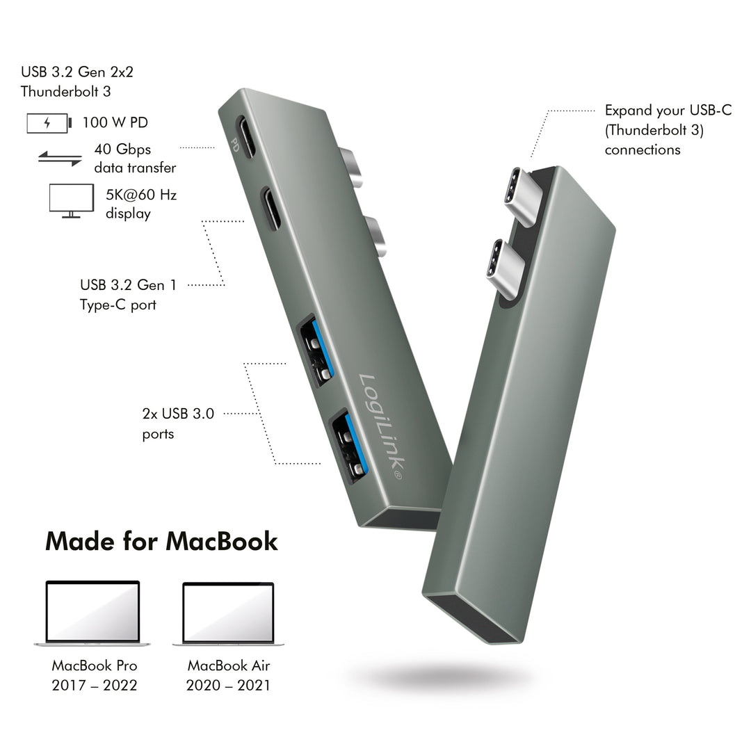 Dual USB 3.2 Gen2x2-hub 4-portar PD 100W