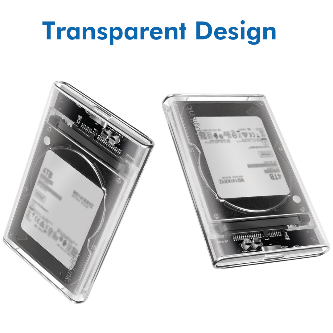 Hårdiskkabinett 2,5" SATA USB 3.0 Skruvfri design Transparent