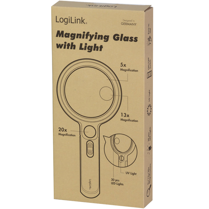 Förstoringsglas Ø9cm med LED-belysning