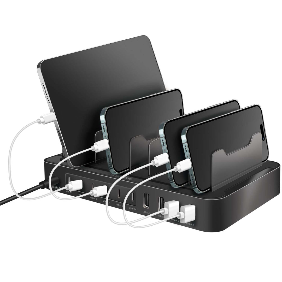 Laddningsstation 10 portar 6st USB-C + 4st USB-A PD/QC3.0 120W