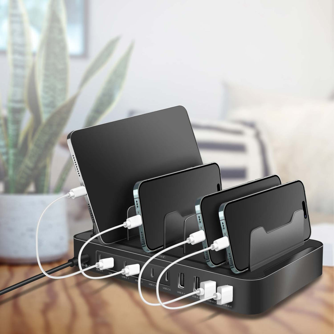 Laddningsstation 10 portar 6st USB-C + 4st USB-A PD/QC3.0 120W