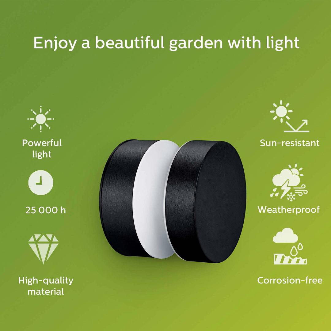 Laven LED-vägglampa Rostfritt stål Svart IP44 Varmit 6W 600lm