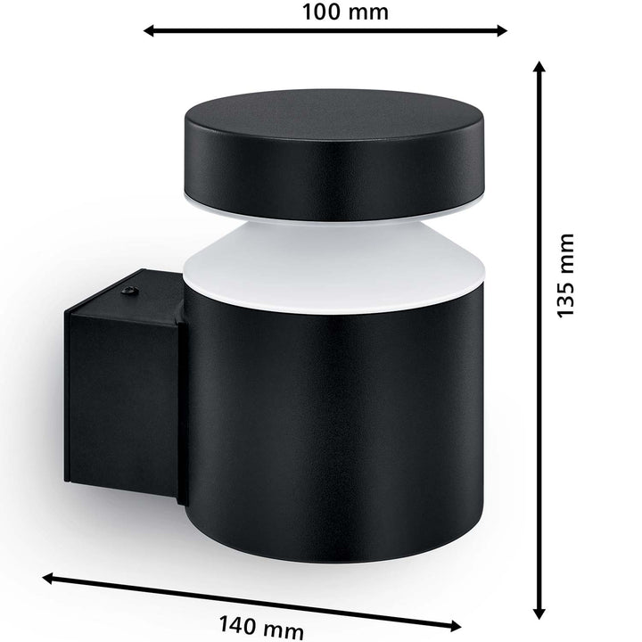 Laven LED-vägglampa Upp Rostfritt stål Svart IP44 Varmit 6W 600lm