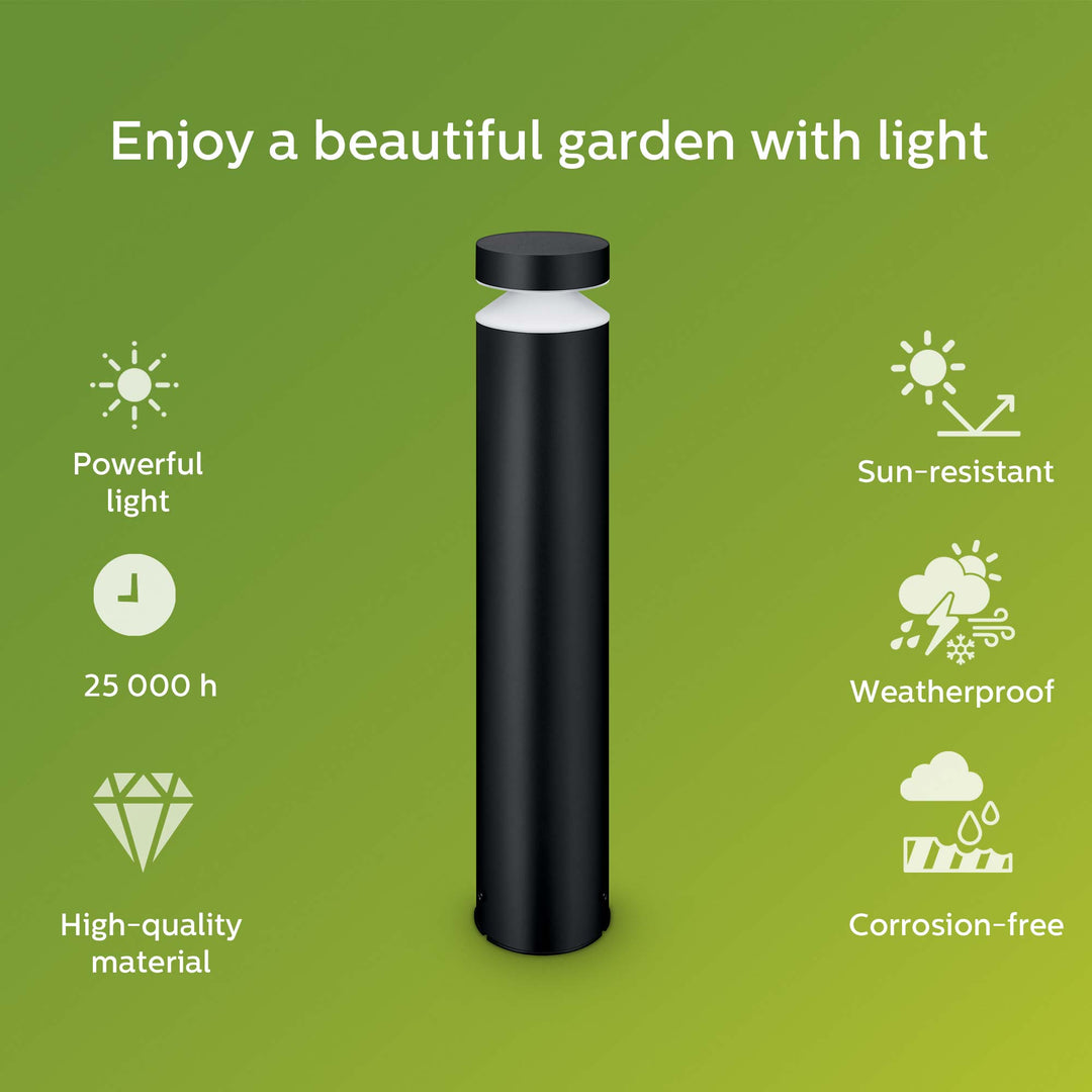 Laven LED-pollare Rostfritt stål Svart IP44 Varmit 6W 600lm