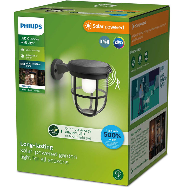 Radii Vägglampa Solcell Ultra Efficient LED 250lm Svart