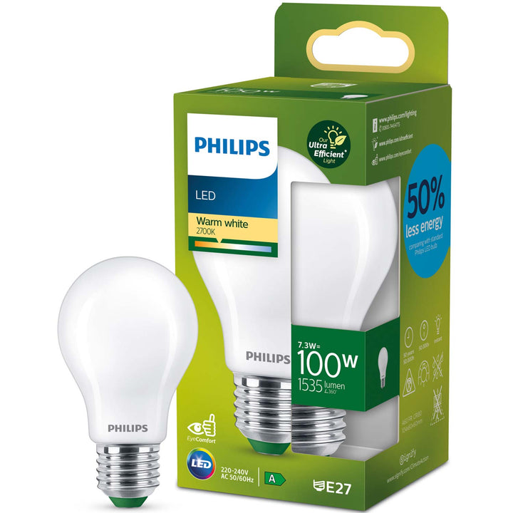 LED E27 Normal 7,3W (100W) Frostad 1535lm 2700K Energiklass A