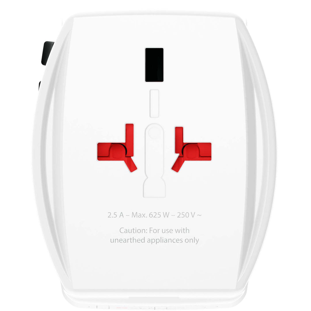 Världsreseadapter MUV USB AC65PD USB-A+USB-C PD 65W Ojordad