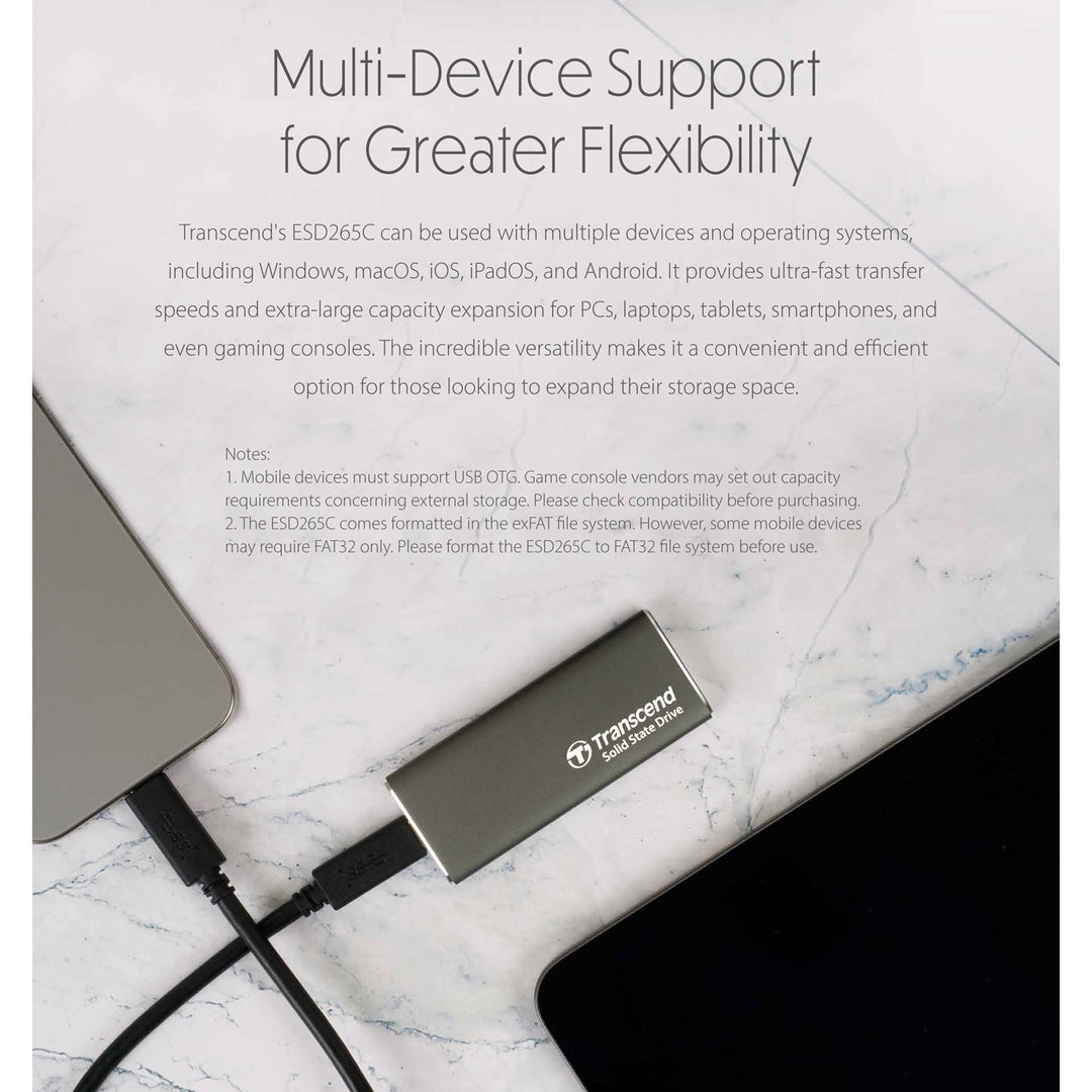Portabel SSD ESD256C USB-C 1TB 10Gbps (R1050/W950 Mb/s) Aluminium