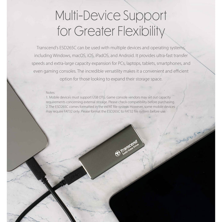 Portabel SSD ESD256C USB-C 2TB 10Gbps (R1050/W950 Mb/s) Aluminium