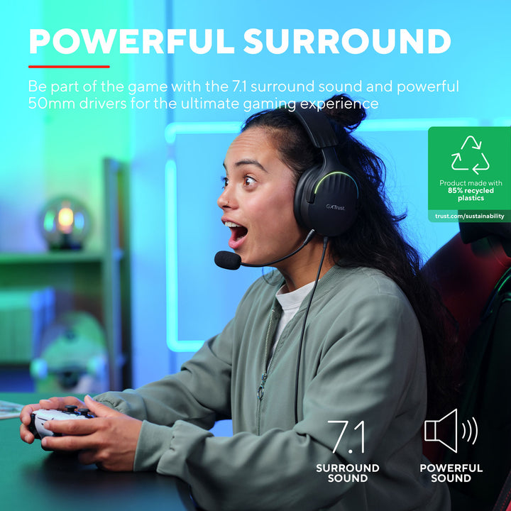 GXT 490 Fayzo Gamingheadset 7.1 USB Eco Svart