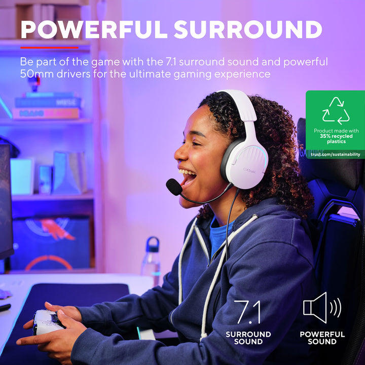 GXT 490W Fayzo Gamingheadset 7.1 USB Eco Vit