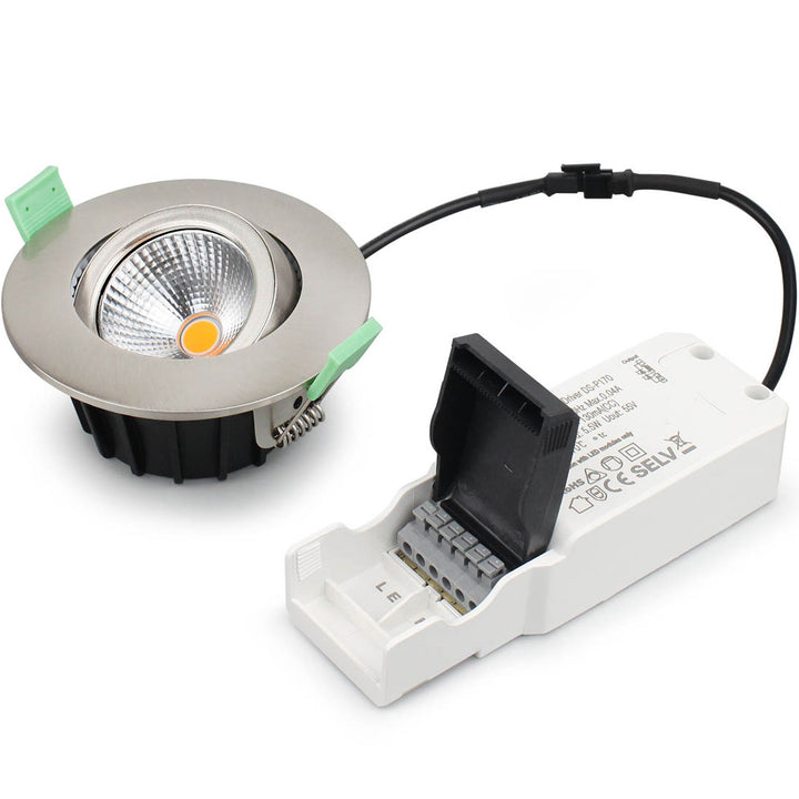 Lisa Dimbar Infälld downlight 3000K 600lm IP65 3-pack Borstad stål
