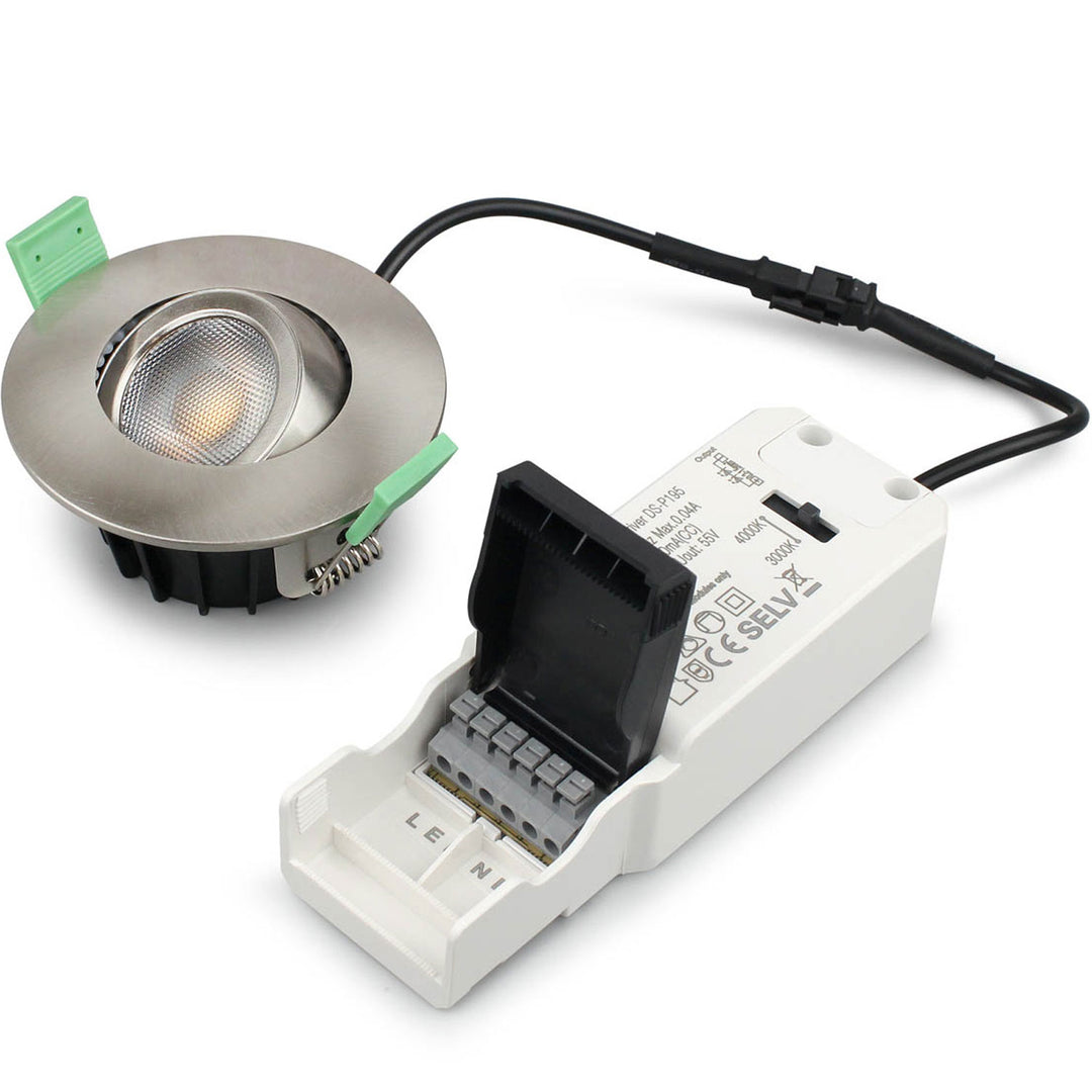 Sanna Dimbar Infälld downlight 3000K/4000K 520lm IP65 1-pack Borstad stål