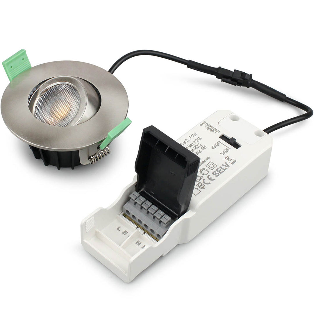 Sanna Dimbar Infälld downlight 3000K/4000K 520lm IP65 3-pack Borstad stål