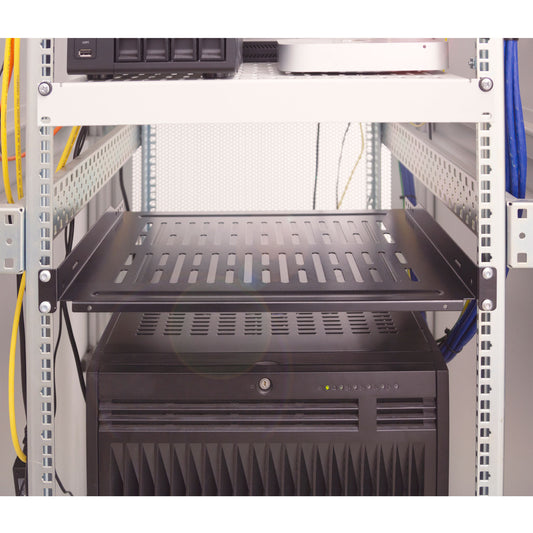 19"-hylla 1U 440 x 350 mm max 10 kg Svart