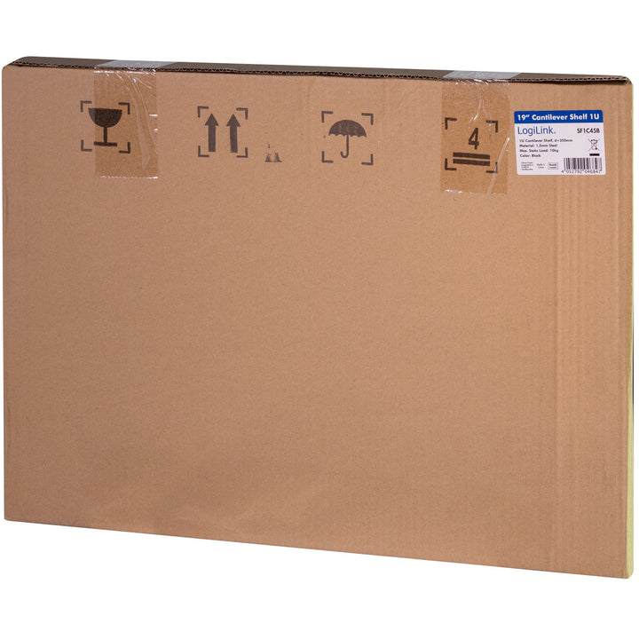 19"-hylla 1U 440 x 350 mm max 10 kg Svart
