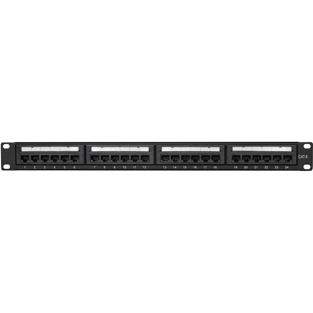 Patchpanel 24-portar Cat6 för 19" rack U1 Svart