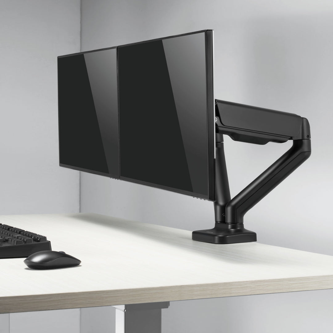 Monitorarm dubbel med fjäder 17"-32" Svart
