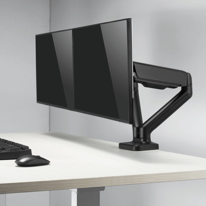 Monitorarm dubbel med fjäder 17"-32" Svart