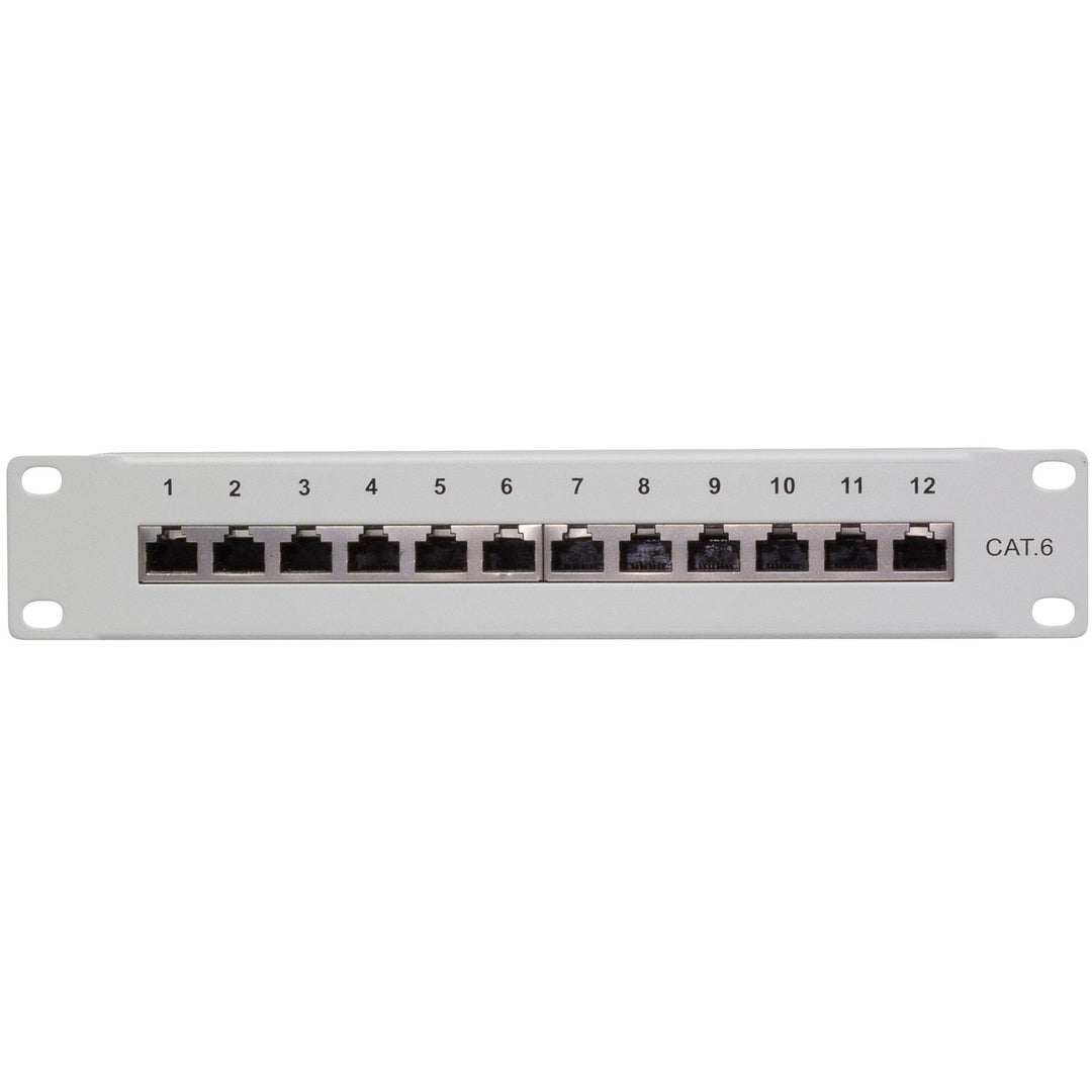 Patchpanel 12-portar Cat6 för 10" rack U1 Grå