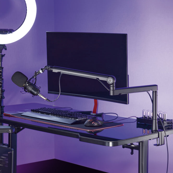 Professionell studiomikrofonarm med kabelhantering Aluminium Svart