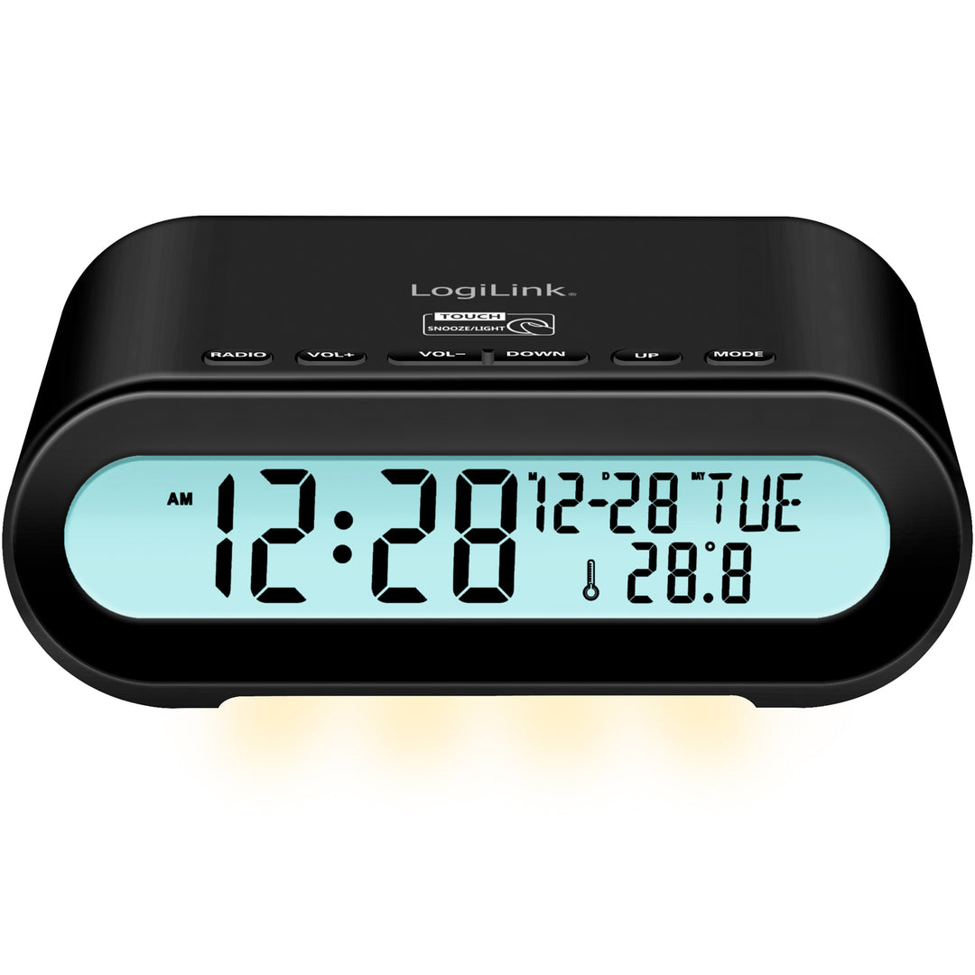 Klockradio Temp/Luftfuktighet USB-C/Batteridrift Svart