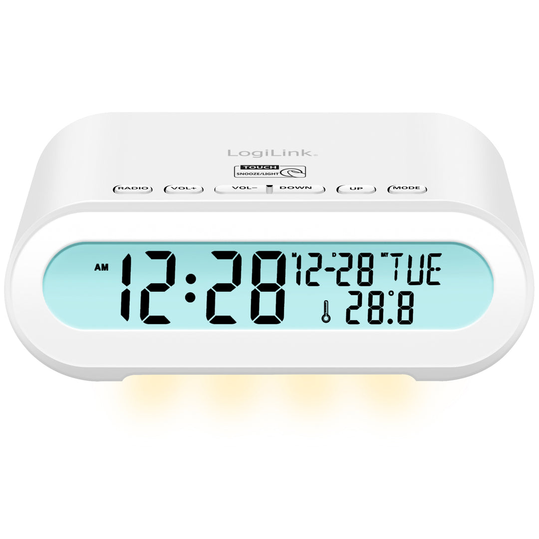 Klockradio Temp/Luftfuktighet USB-C/Batteridrift Vit