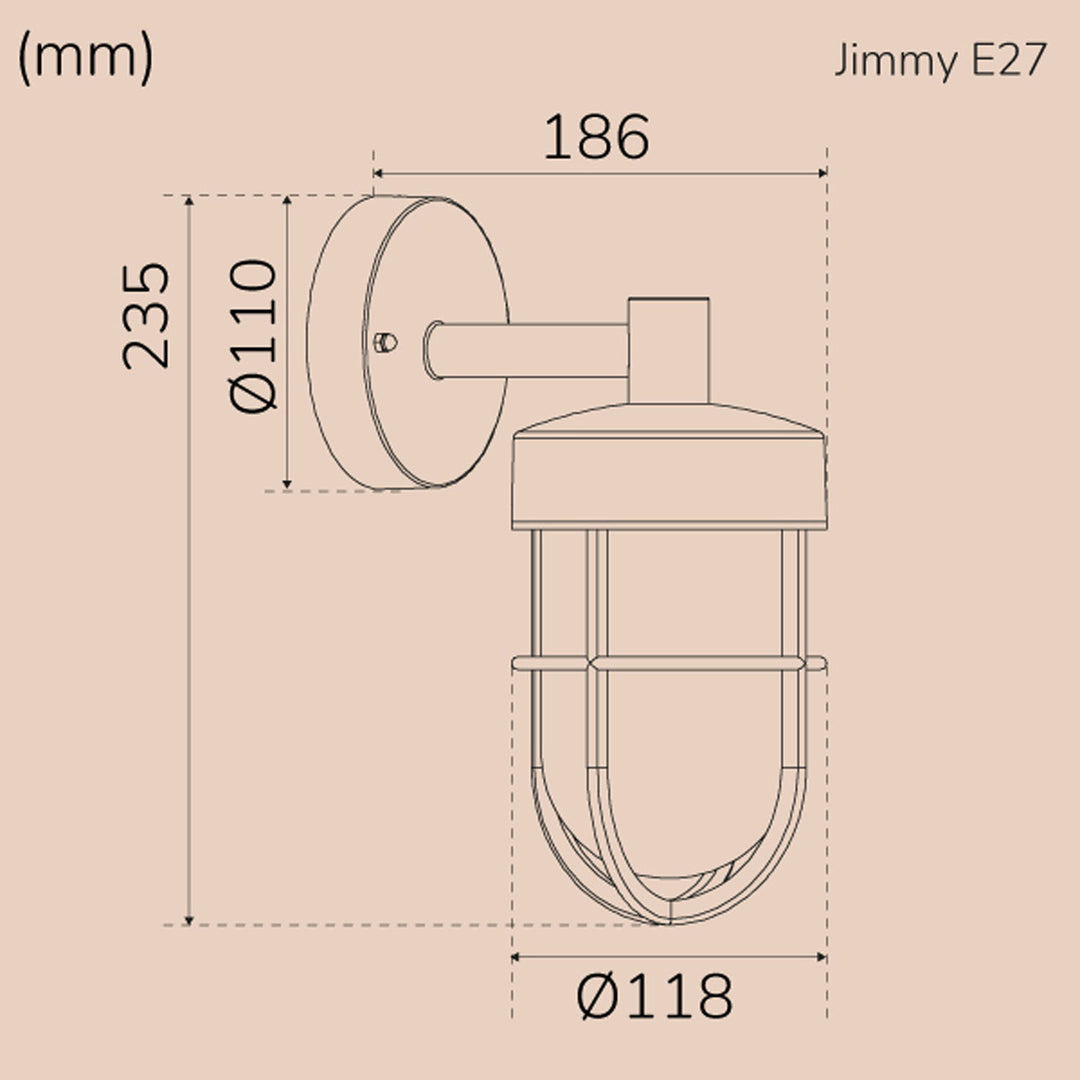 Jimmy Väggarmatur E27-sockel IP44 Antracit