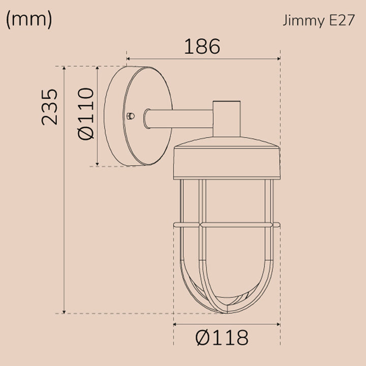 Jimmy Väggarmatur E27-sockel IP44 Antracit