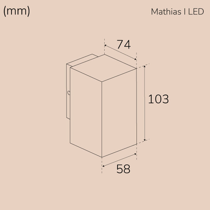 Mathias I Väggarmatur LED IP65 3000K 3W 290lm Antracit